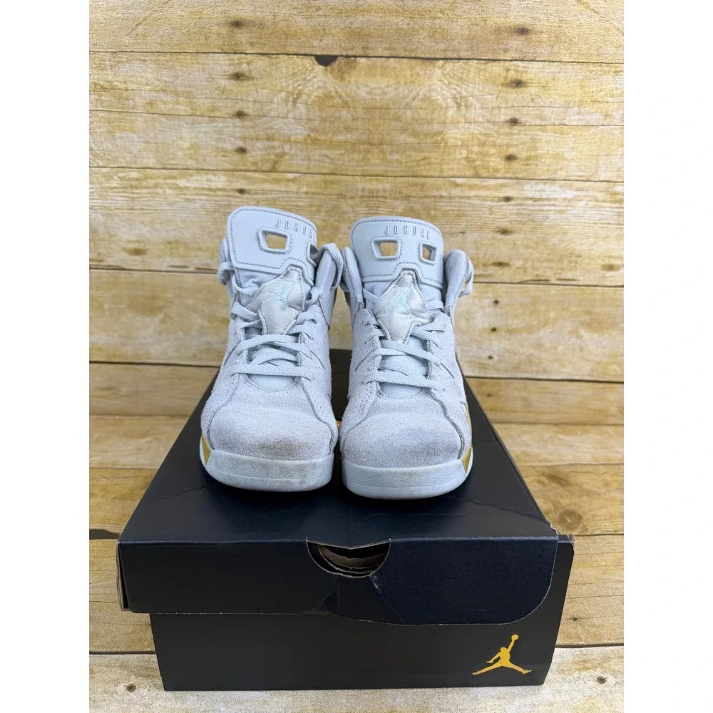 Jordan‎ 6 Retro PS Pure Platinum Glacier Blue Gold HF0413-074 Kids Size 2Y